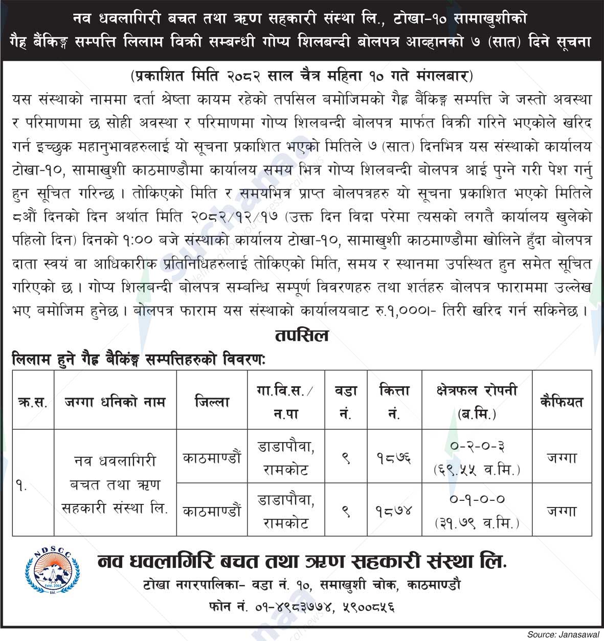 Nawa Dhawalagiri Saving and Credit Cooperative Ltd.