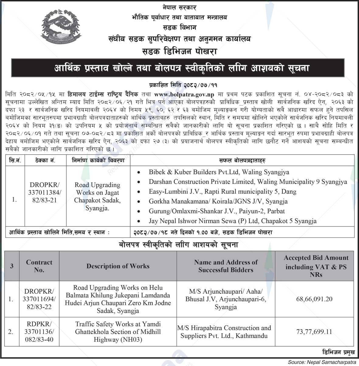 Road Division, Pokhara