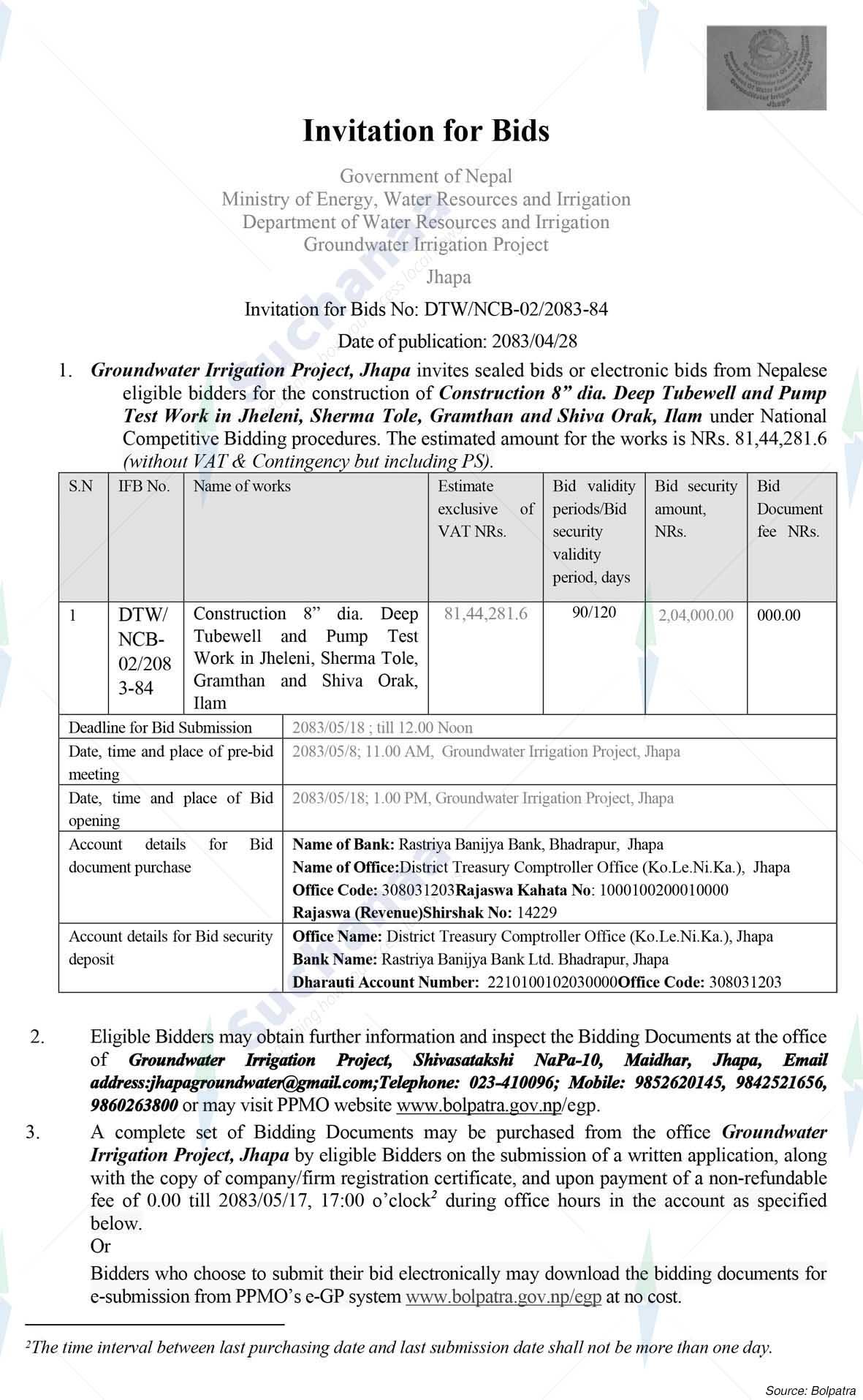 Jhapa Groundwater Irrigation Project