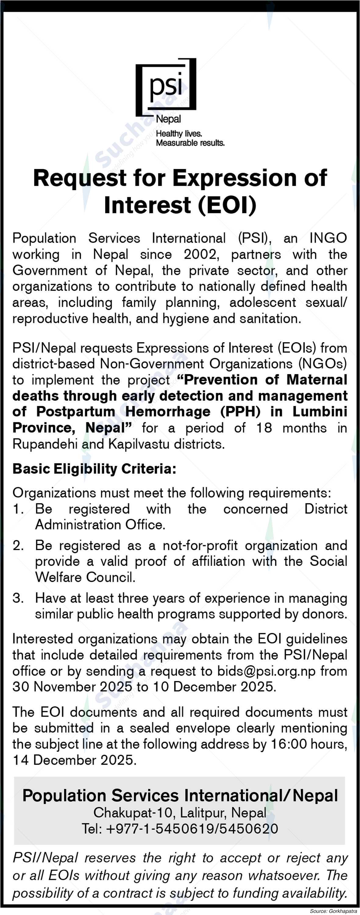 Population Services International, Lalitpur