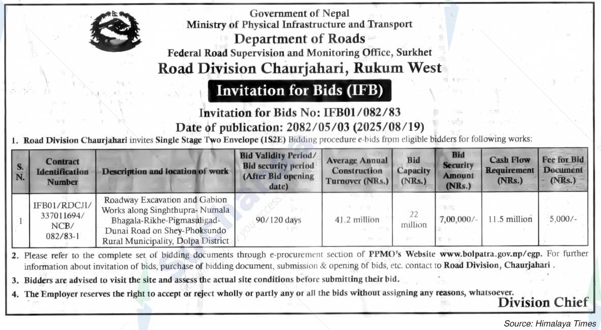 Road Division Chaurjahari, Rukum West