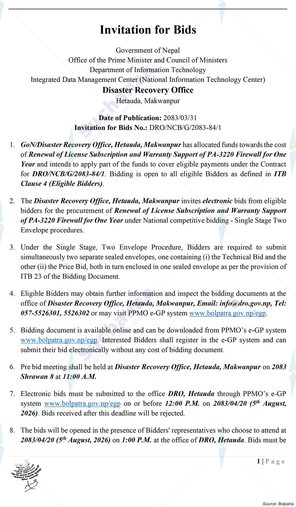 Disaster Recovery Office, Hetauda