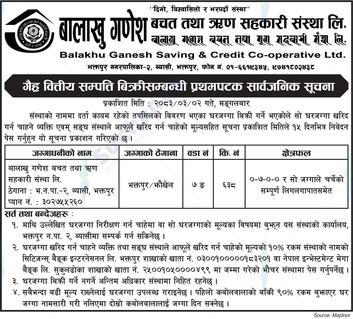 Balakhu Ganesh Saving & Credit Co-operative Ltd., Bhaktapur
