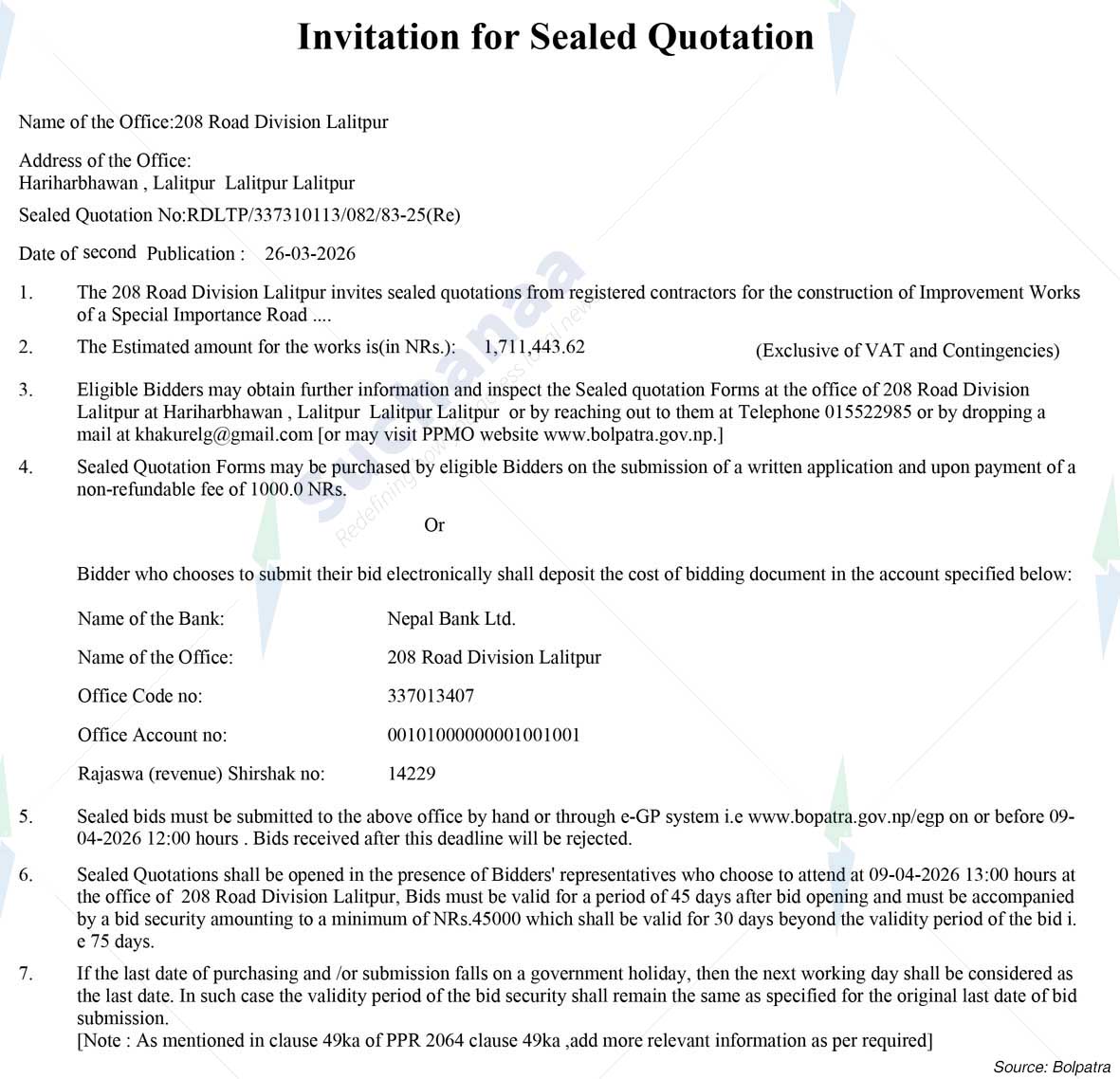 Road Division, Lalitpur