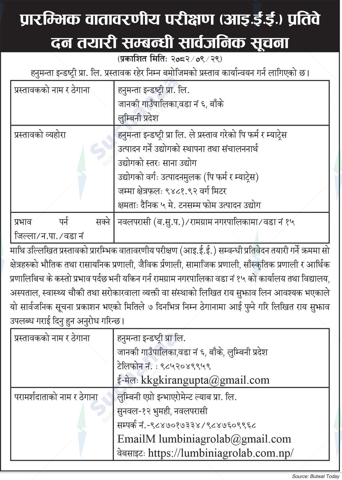 Hanumanta Industry Pvt. Ltd., Banke