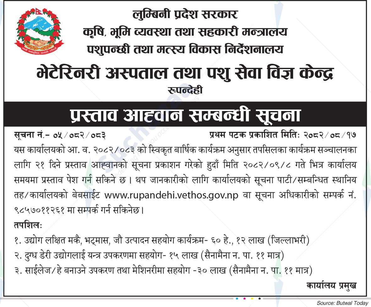 Veterinary Hospital and Animal Service Expert Center, Rupandehi