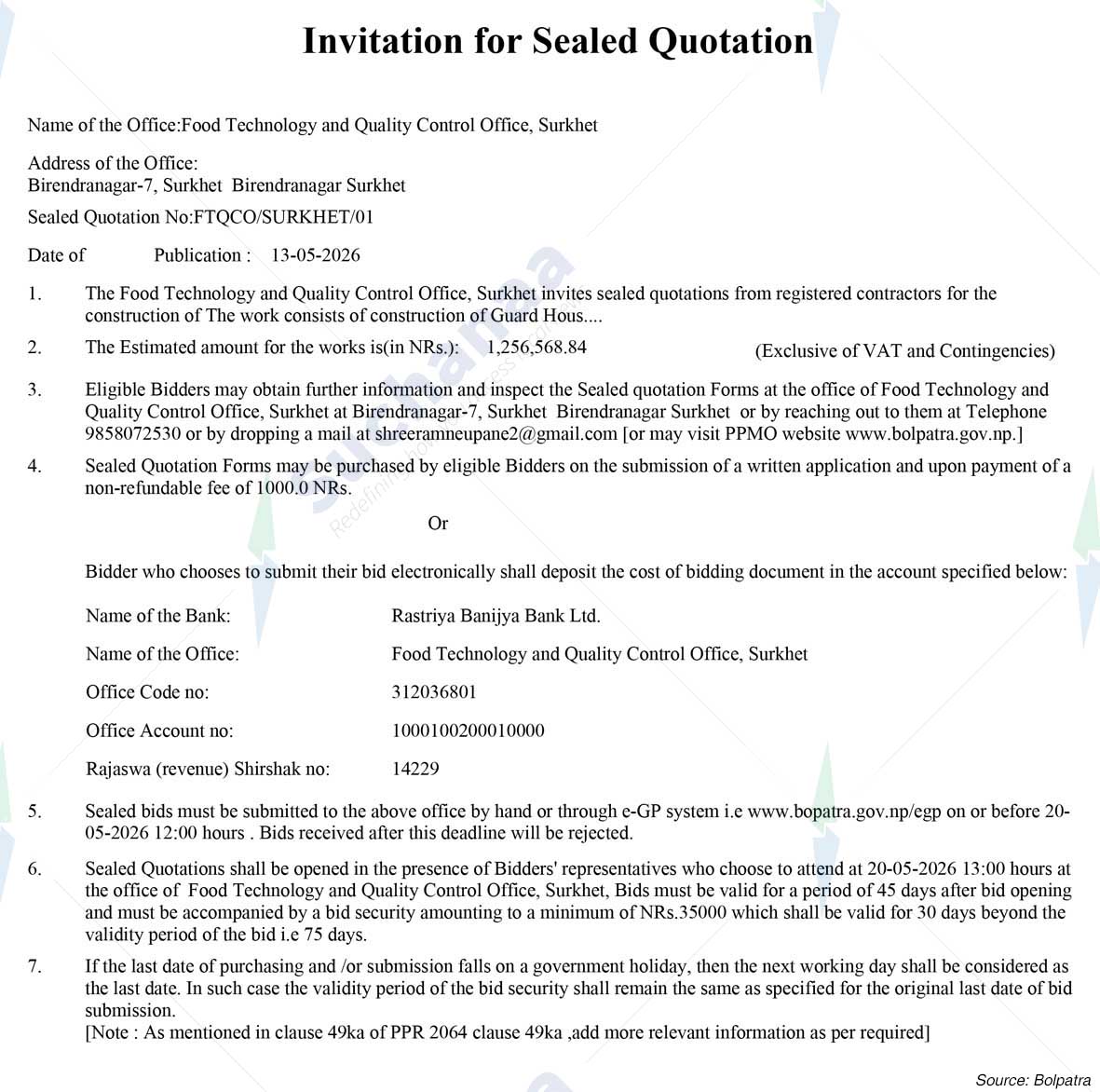 Department of Food Technology and Quality Control