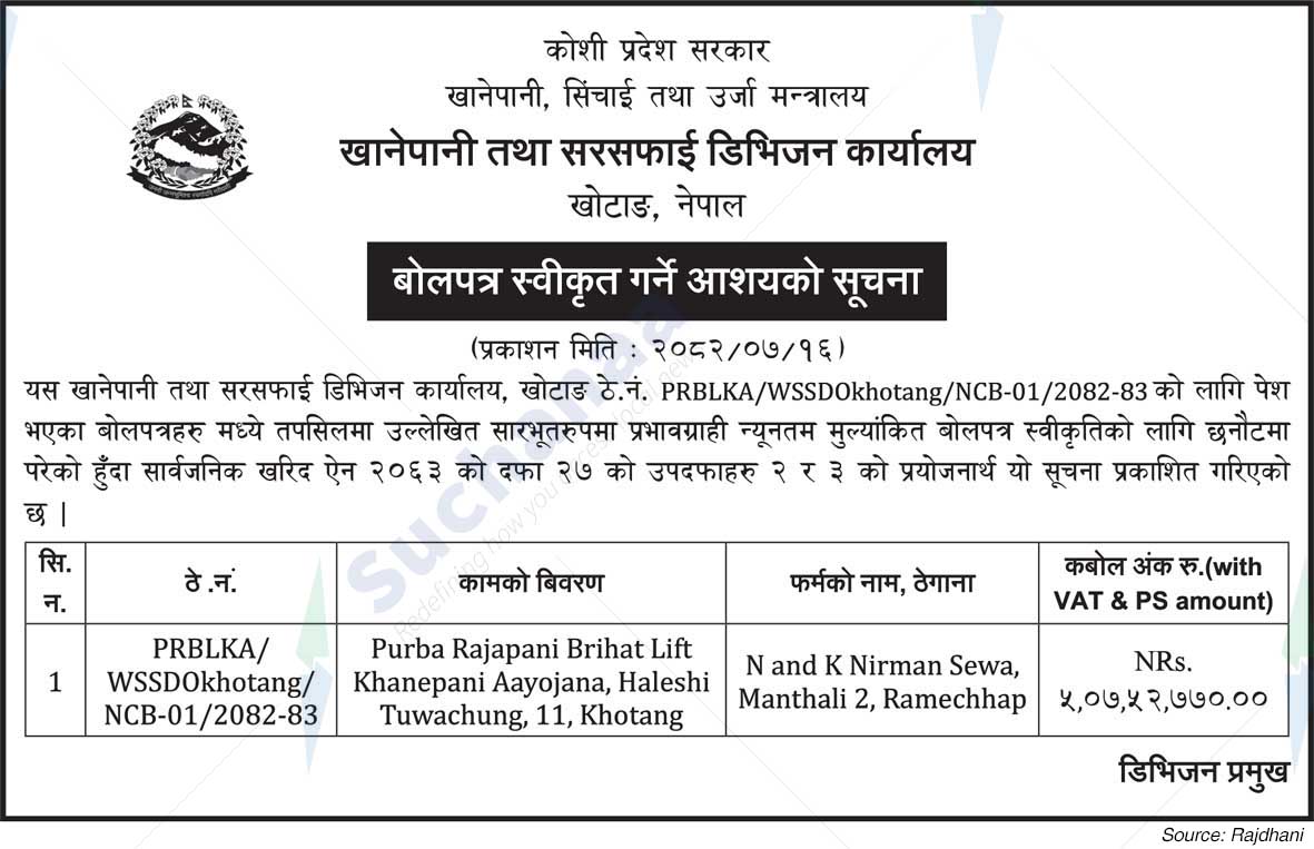 Water Supply and Sanitation Division Office, Khotang