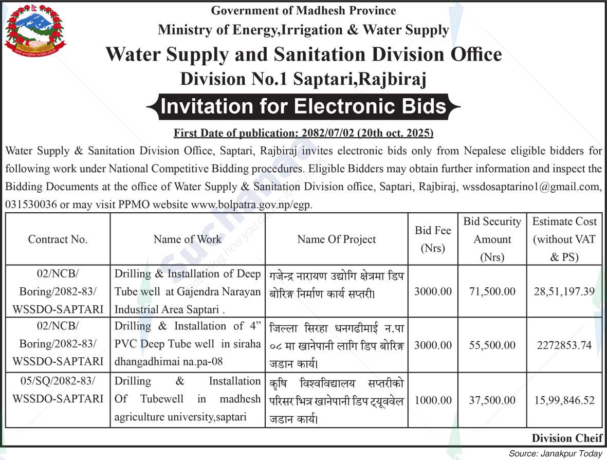 Water Supply and Sanitation Division Office, Division No.1 Saptari