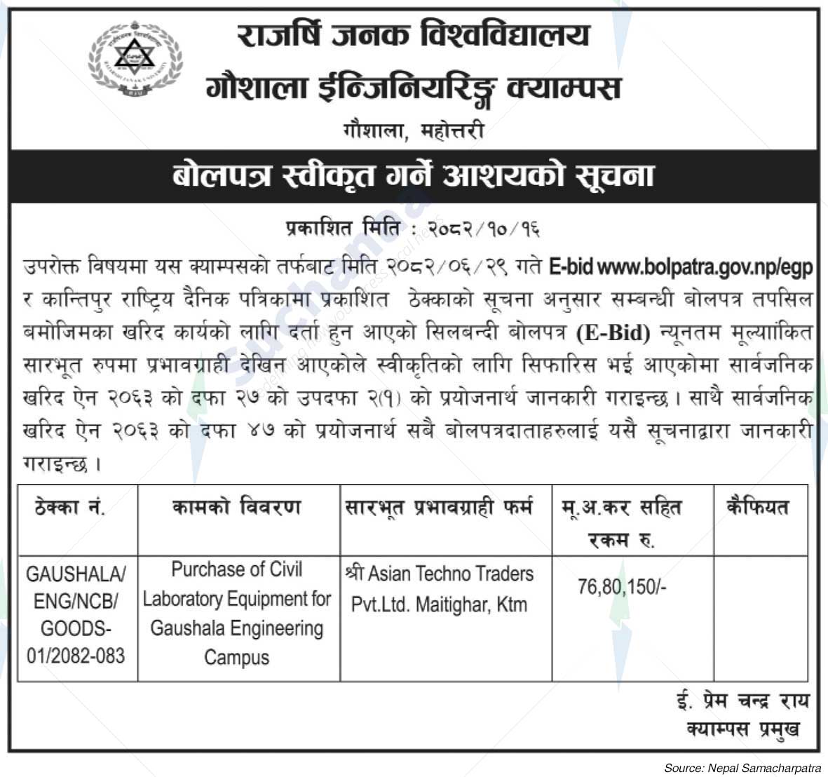 Gaushala Engineering Campus, Gaushala, Mahottari