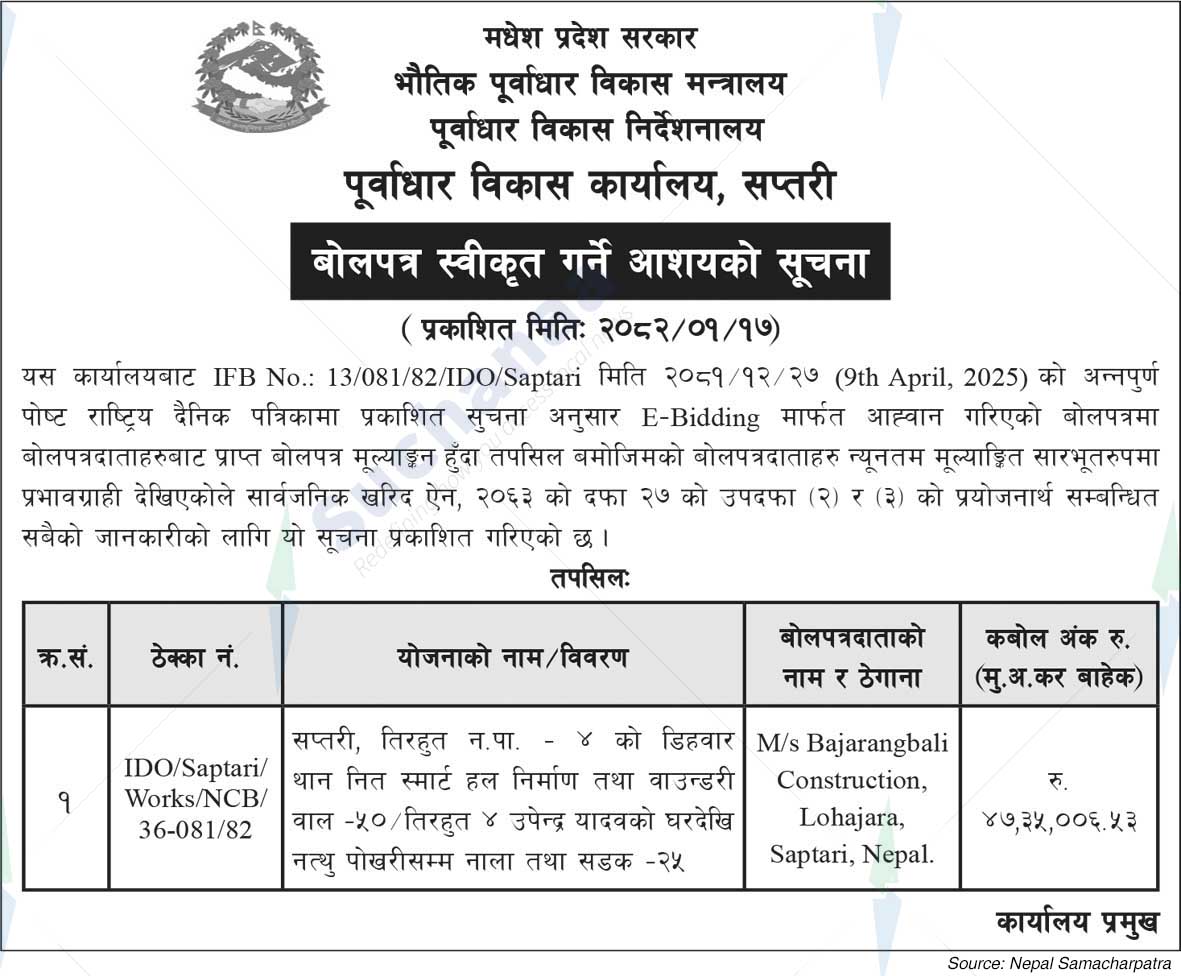 Infrastructure Development Office, Saptari