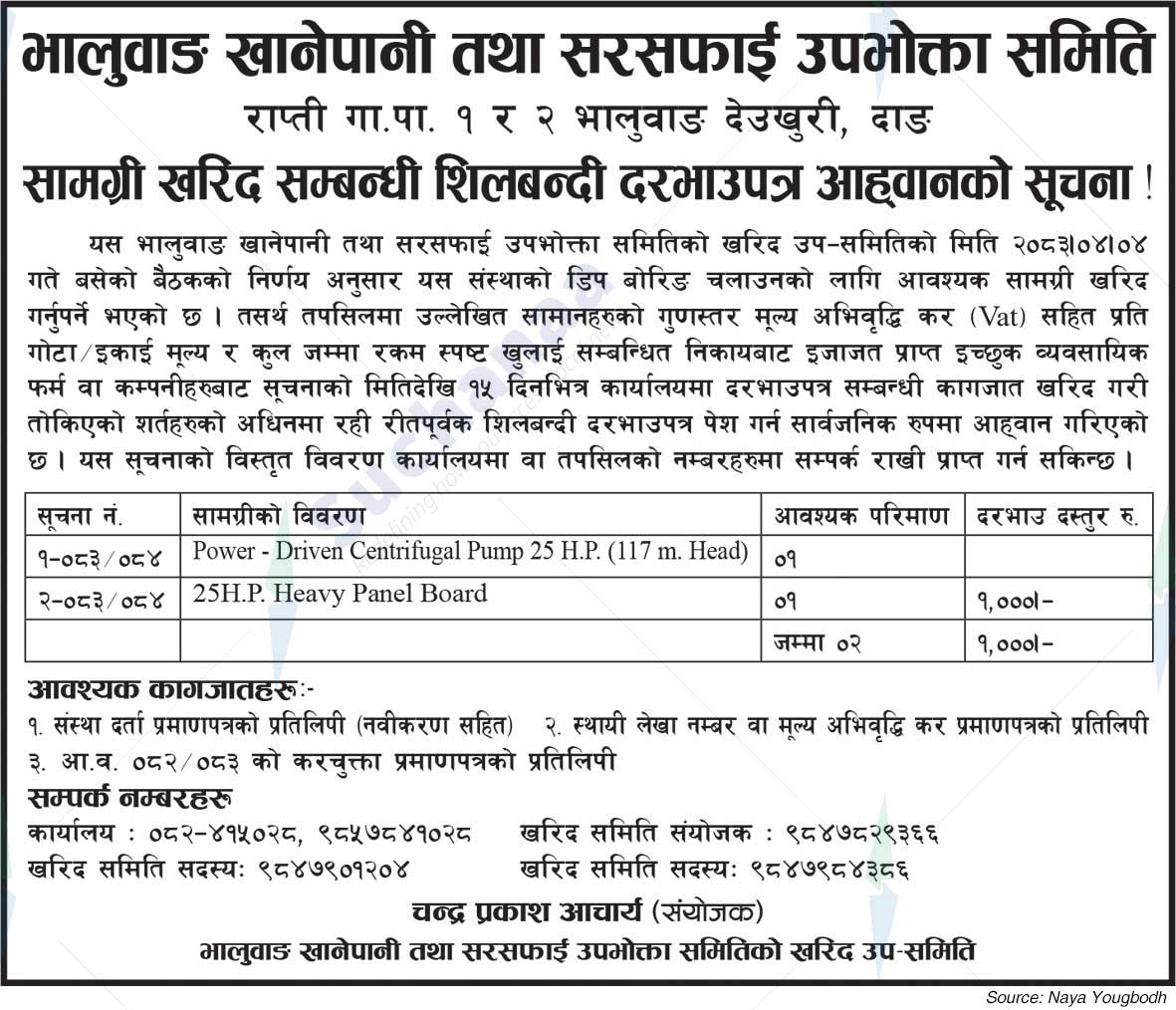 Bhaluwang Drinking Water and Sanitation Consumer Committee, Dang