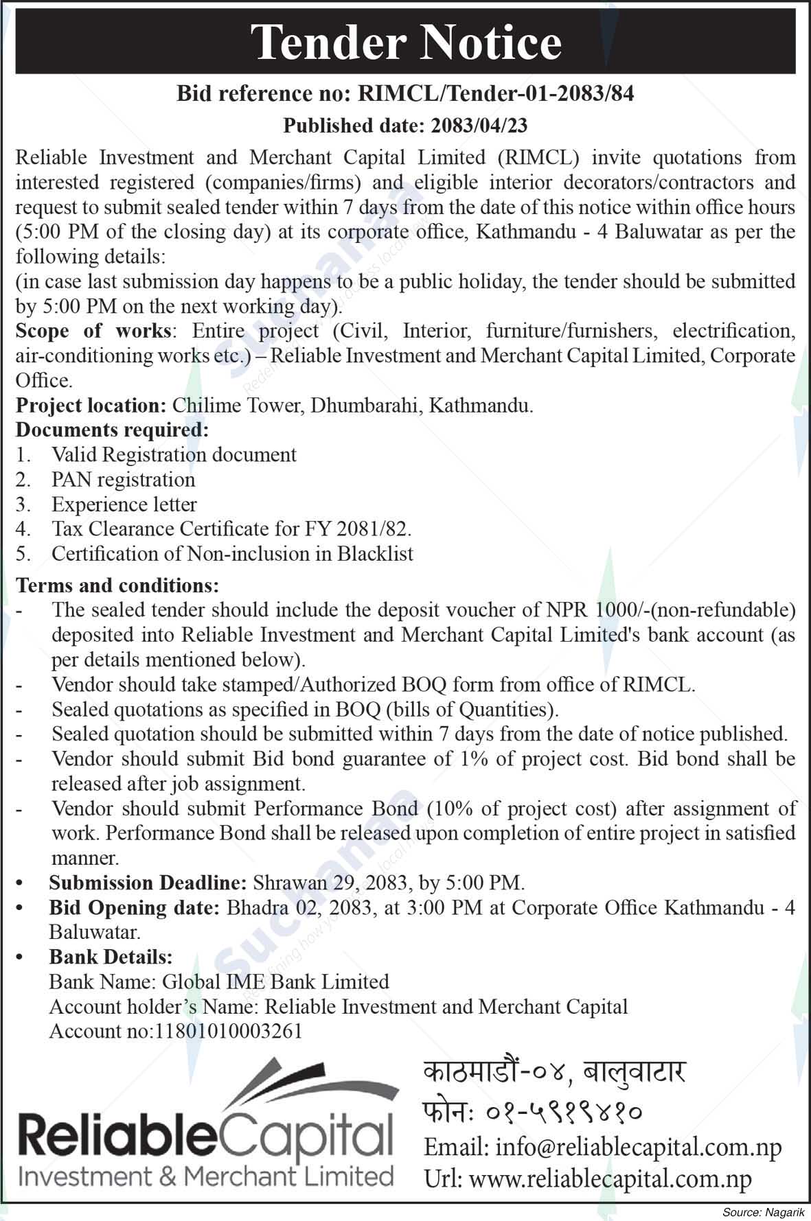 Reliable Investment and Merchant Capital Limited