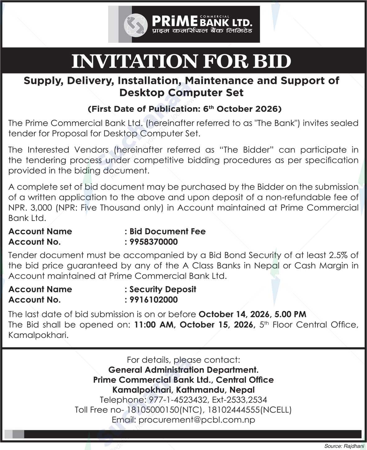 Prime Commercial Bank Limited
