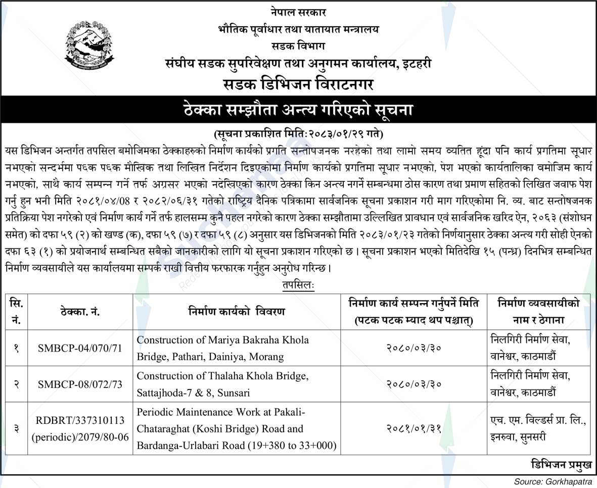 Road Division, Biratnagar