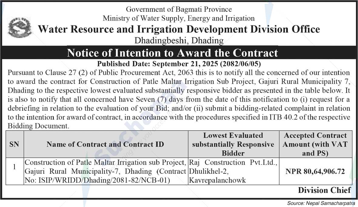 Water Resource and Irrigation Development Division Office,  Dhadingbeshi, Dhading