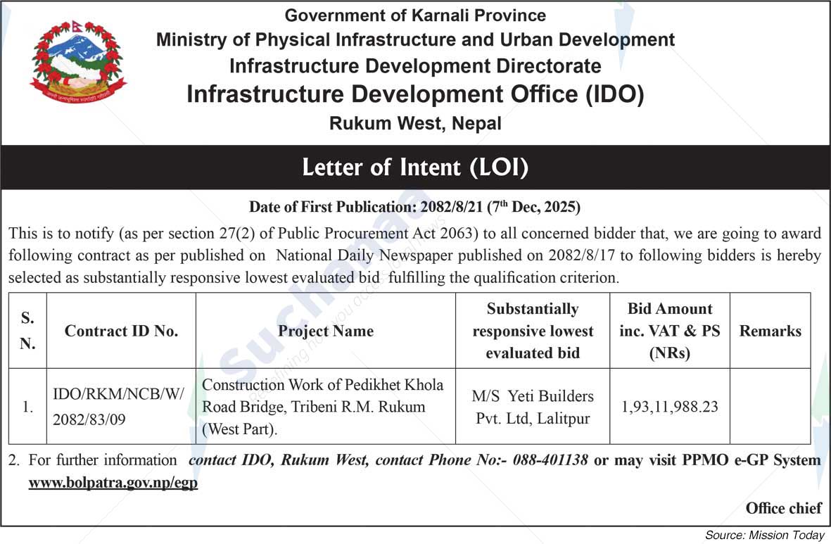 Infrastructure Development Office (IDO), Rukum West
