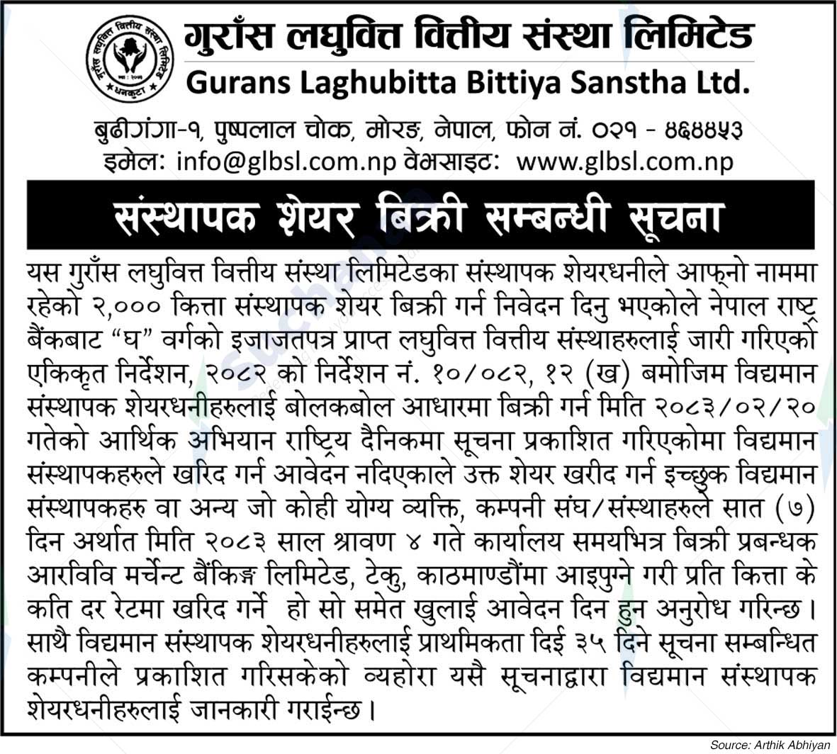 Gurans Laghubitta Bittiya Sanstha Ltd.