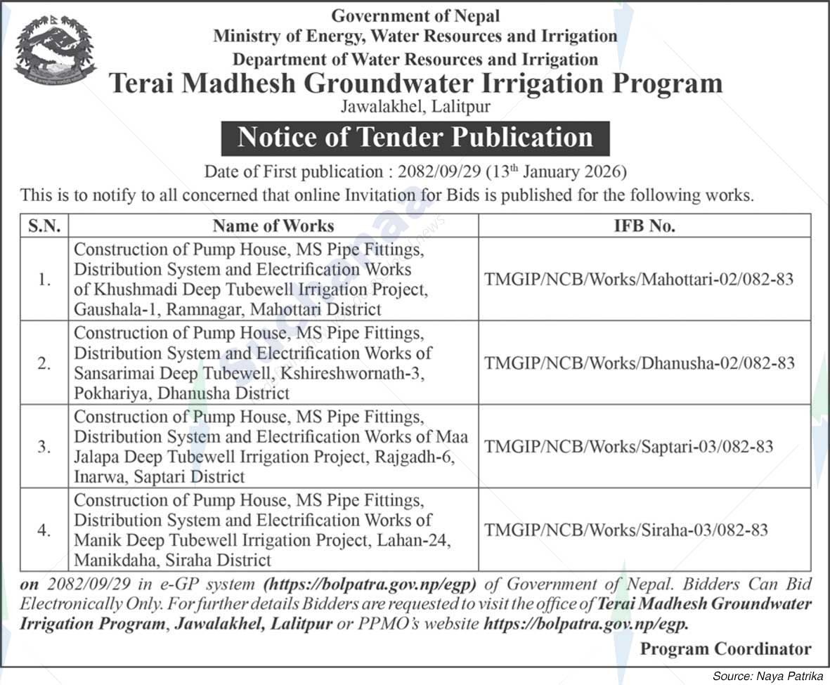 Terai Madhesh Groundwater Irrigation Program, Jawalakhel,