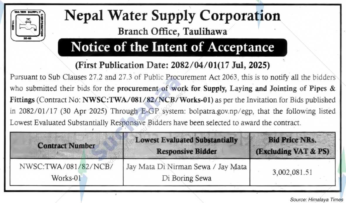 Nepal Water Supply Corporation (NSC)