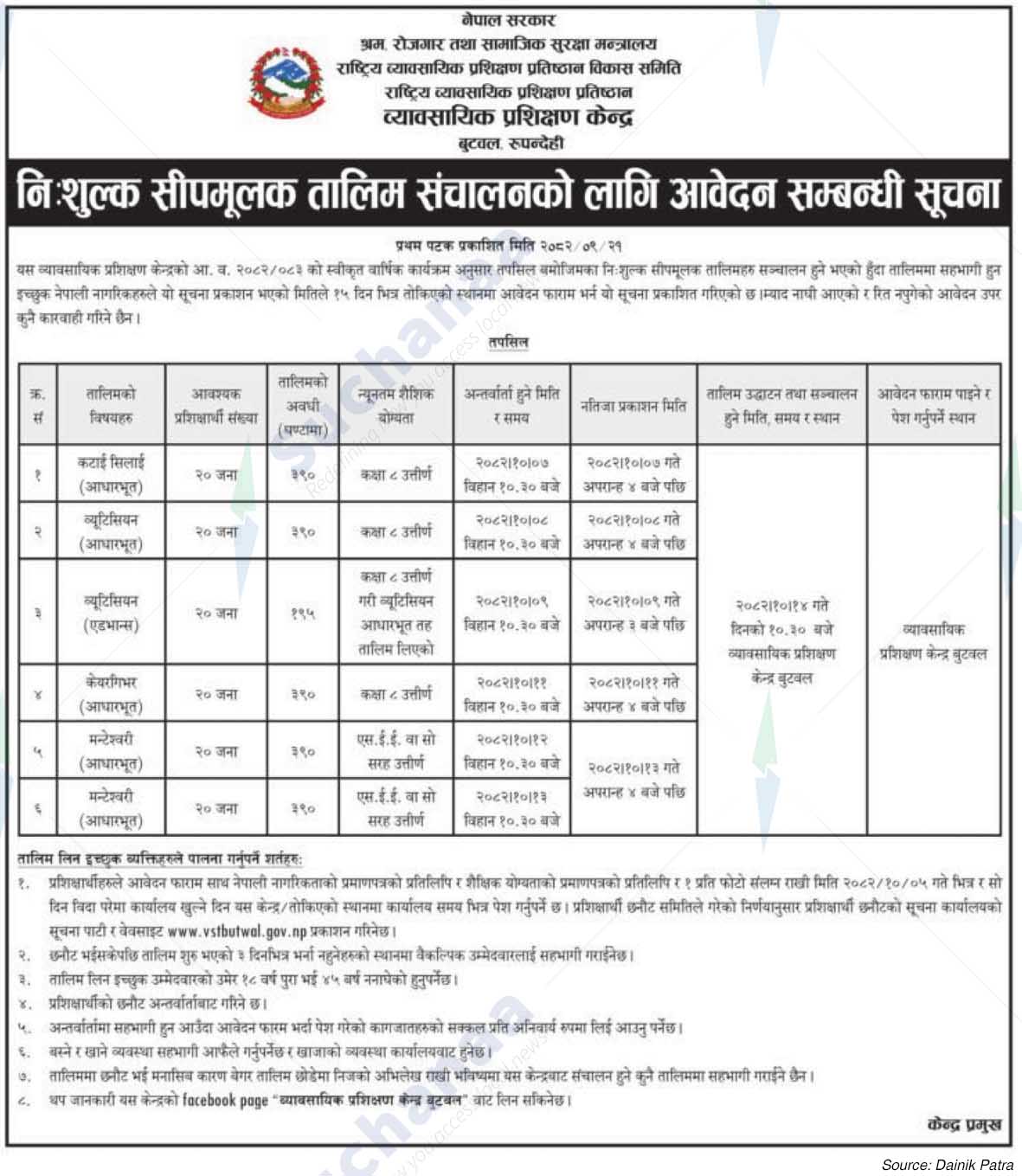 Vocational Training Center, Butwal