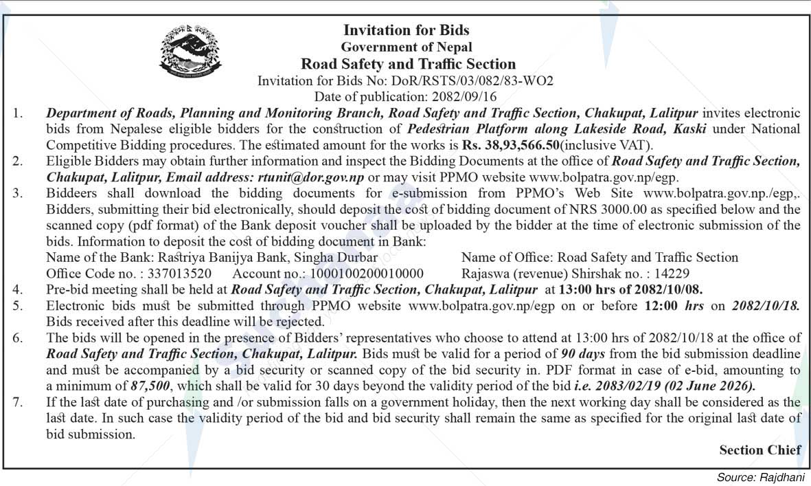 Department of Roads, Road Safety and Traffic Unit (TSTU), Lalitpur