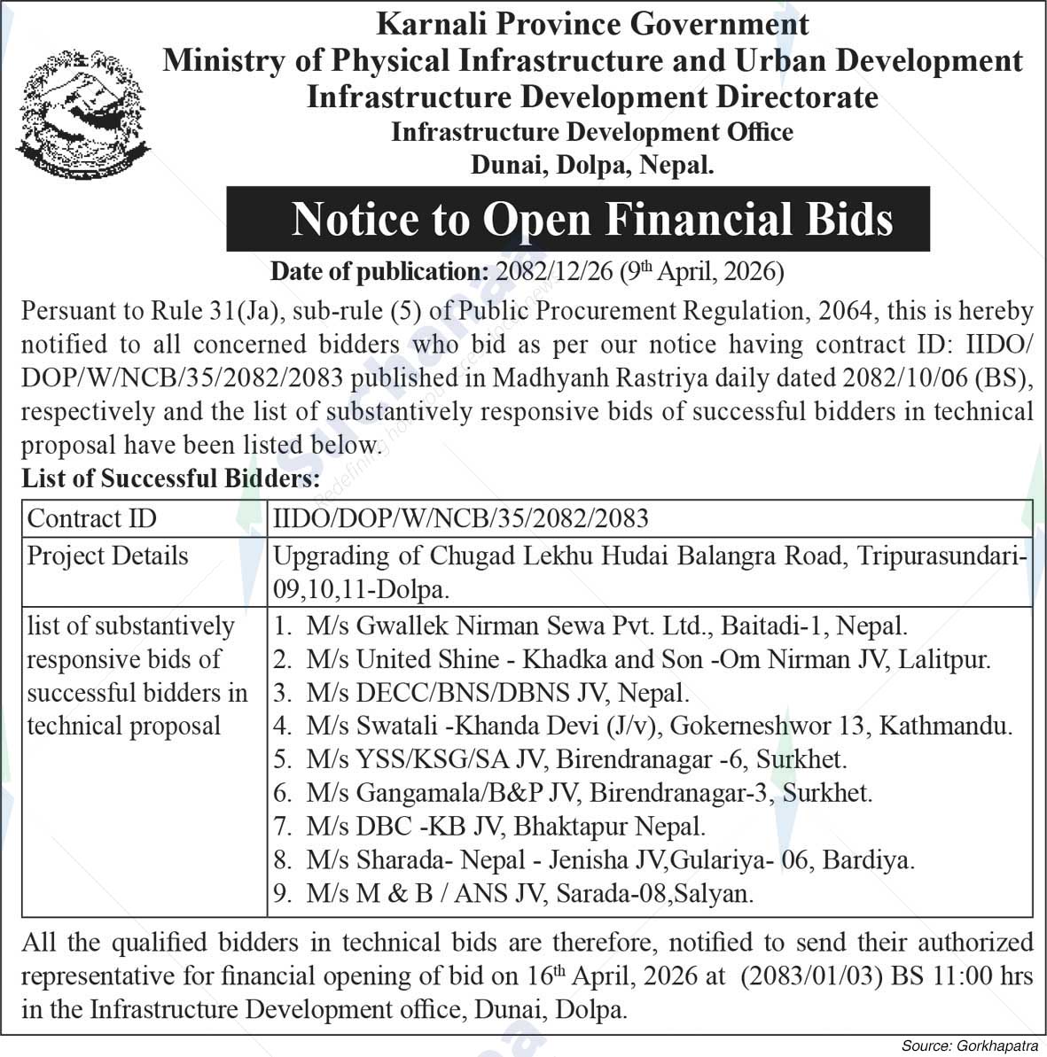 Infrastructure Development Office, Dolpa