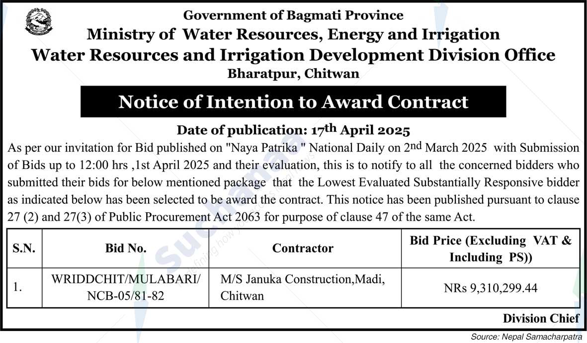Water Resources and Irrigation Development Division Office Bharatpur, Chitwan