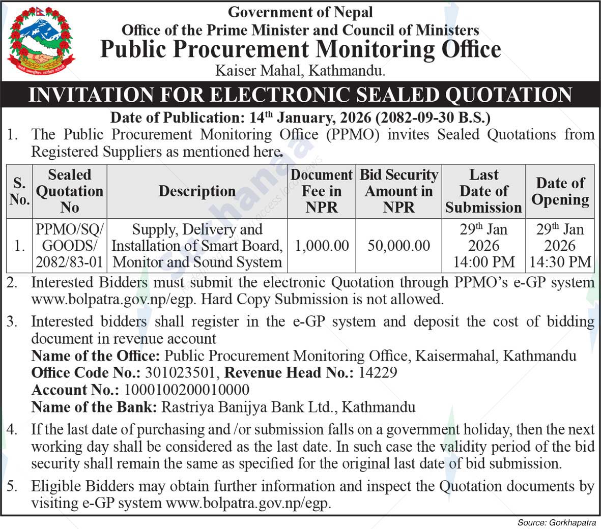 Public Procurement Monitoring Office