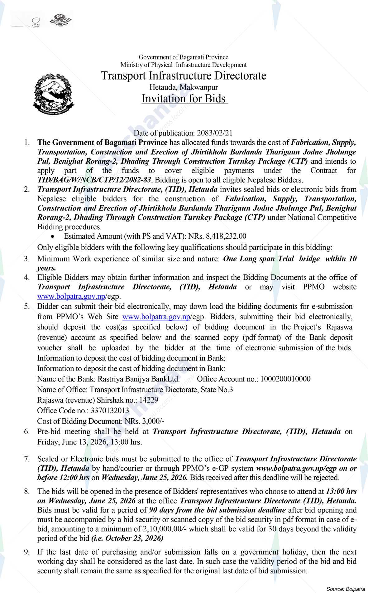Transport Infrastructure Directorate, State No. 3