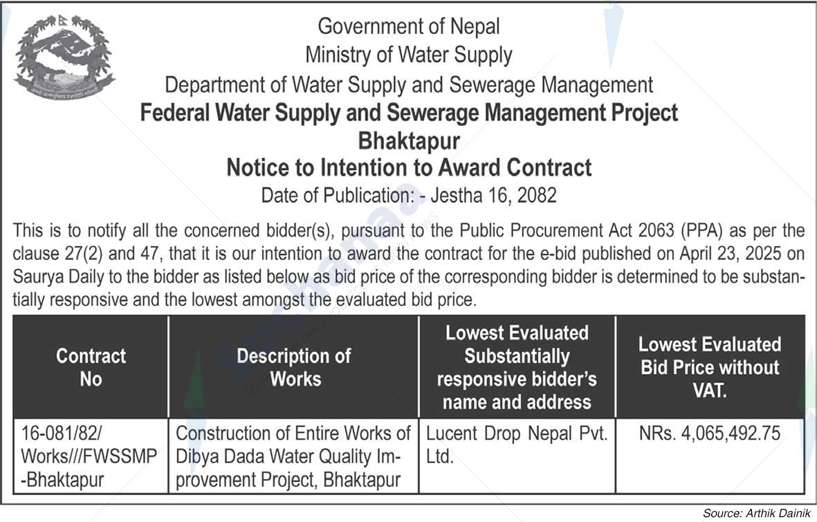 Federal Water Supply and Sewerage Management Project, Bhaktapur