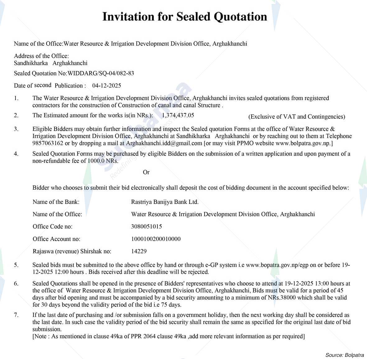 Water Resources & Irrigation Development Division Office, Arghakhanchi