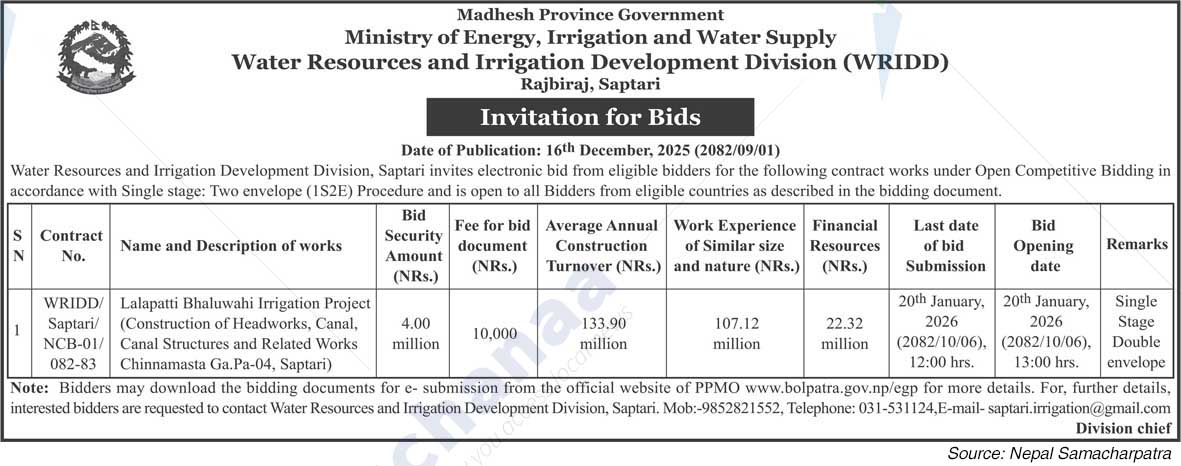 Water Resources and Irrigation Development Division (WRIDD), Saptari
