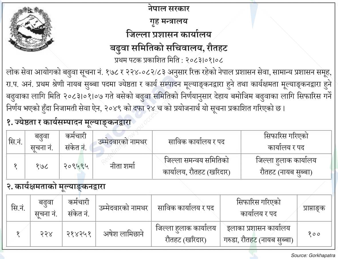 District Administration Office, Rautahat