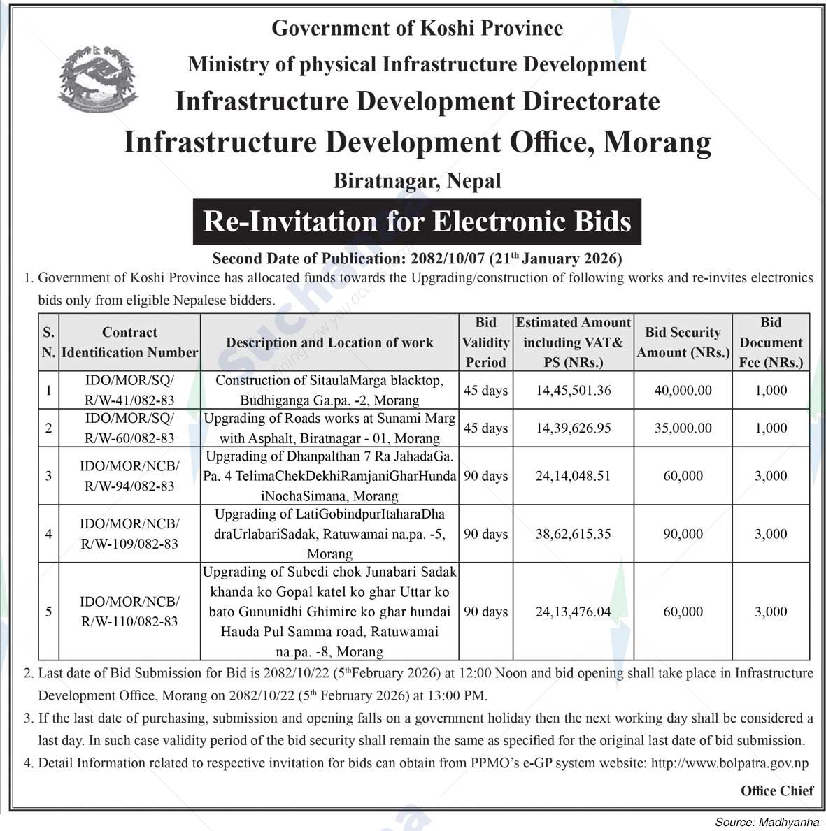 Infrastructure Development Office, Morang