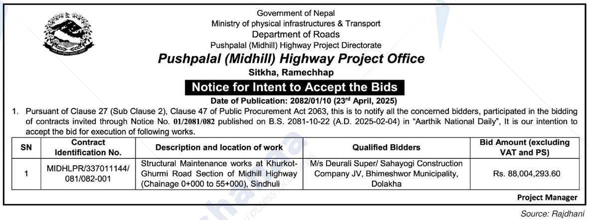 Pushpalal (Midhill) Highway Project Office