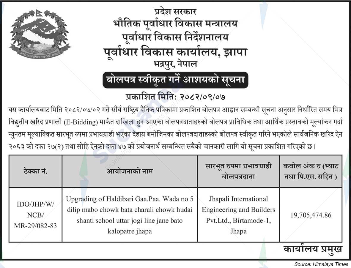 Infrastructure Development Office, Jhapa Bhadrapur