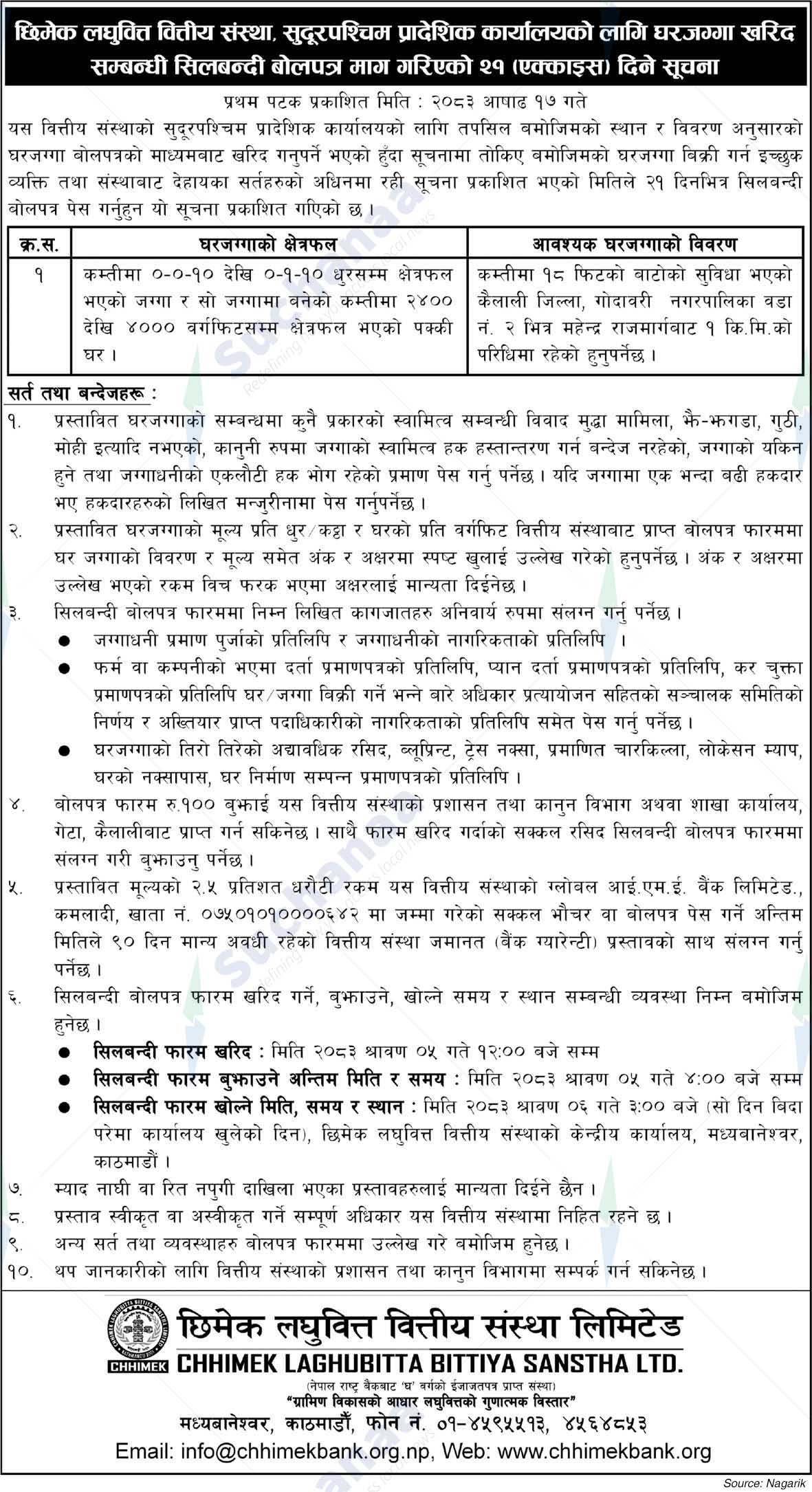 Chhimek Laghubitta Bittiya Sanstha Ltd.