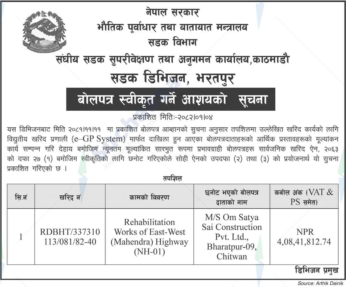 Road Division, Bharatpur