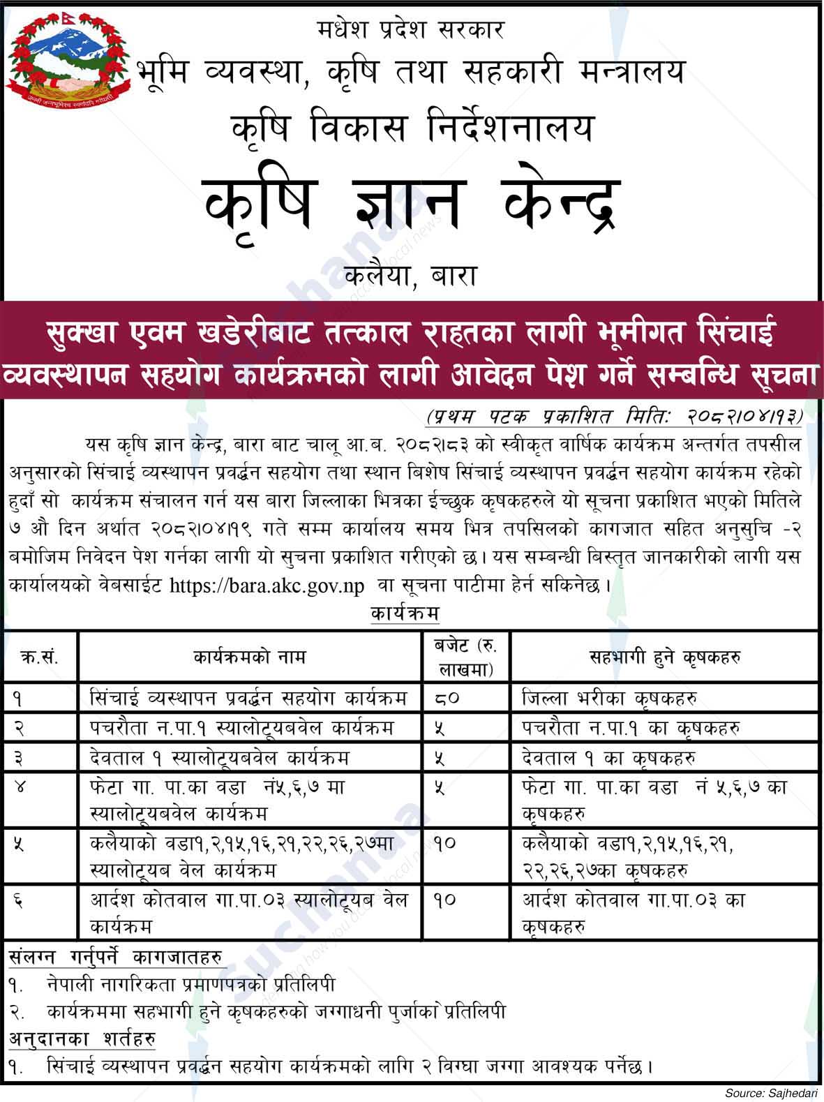 Agriculture Knowledge Center, Bara