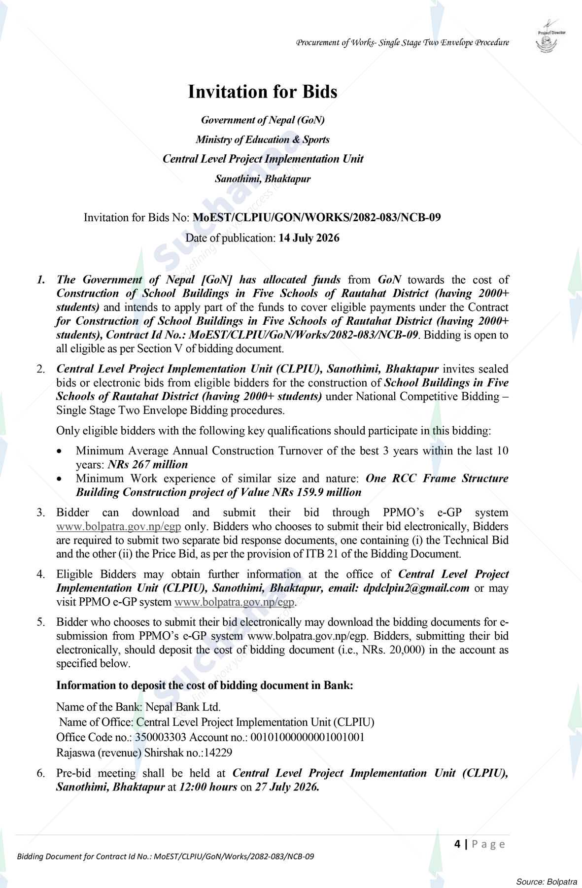 Central Level Project Implementation Unit (CLPIU), Sanothimi, Bhaktapur