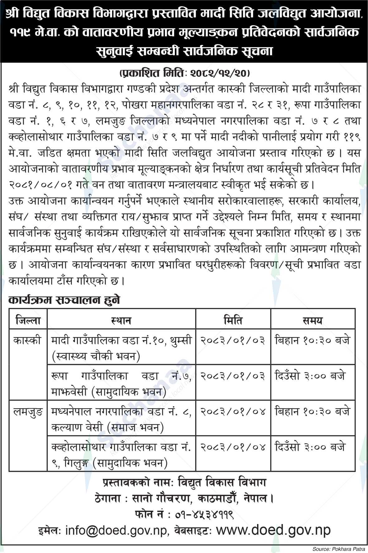 Department of Electricity Development