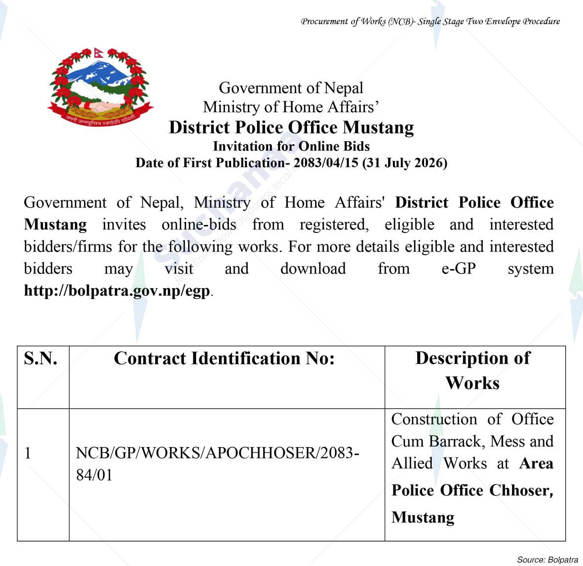 District Police Office, Mustang