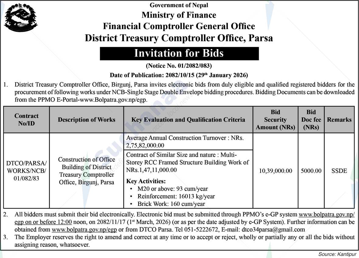 District Treasury Comptroller Office, Parsa