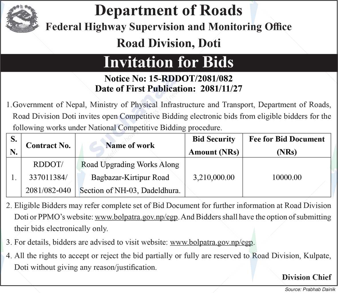 Road Division, Doti