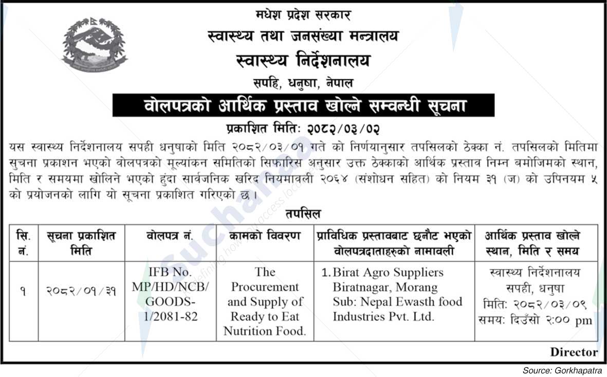 Directorate of Health, Saphi, Dhanusha