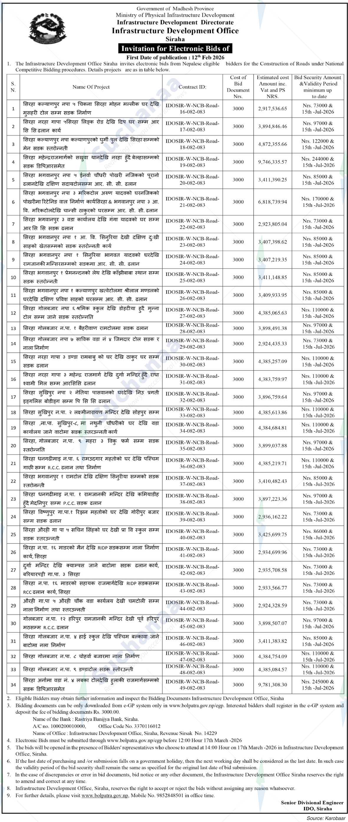Infrastructure Development Office, Siraha