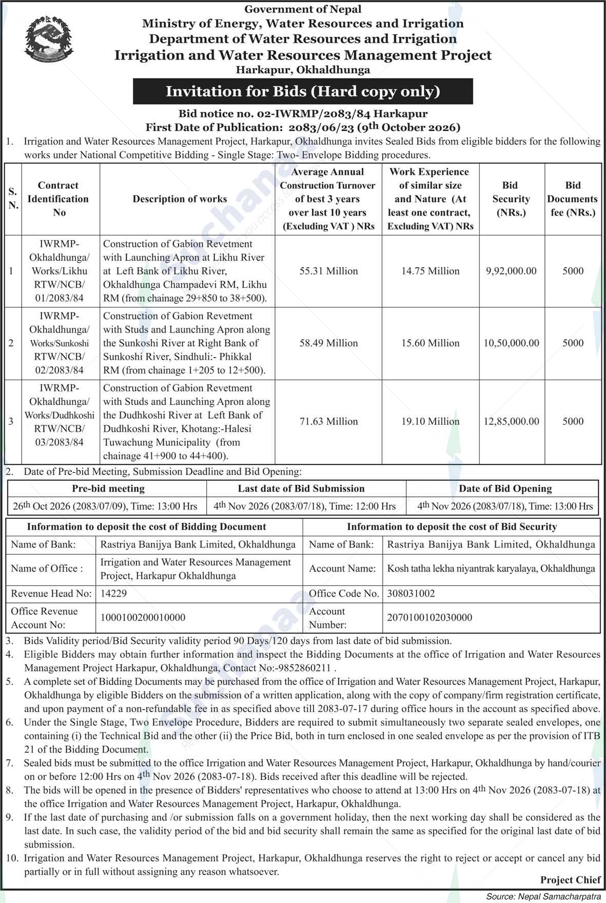 Irrigation and Water Resources Management Project, Okhaldhunga