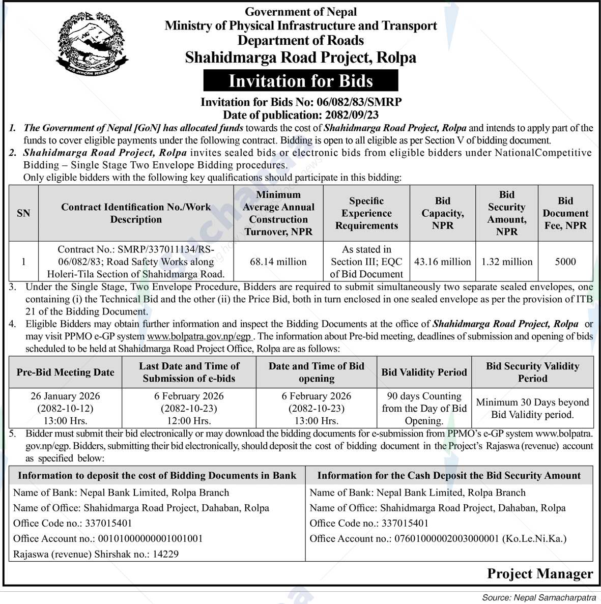 Shahidmarga Road Project, Rolpa