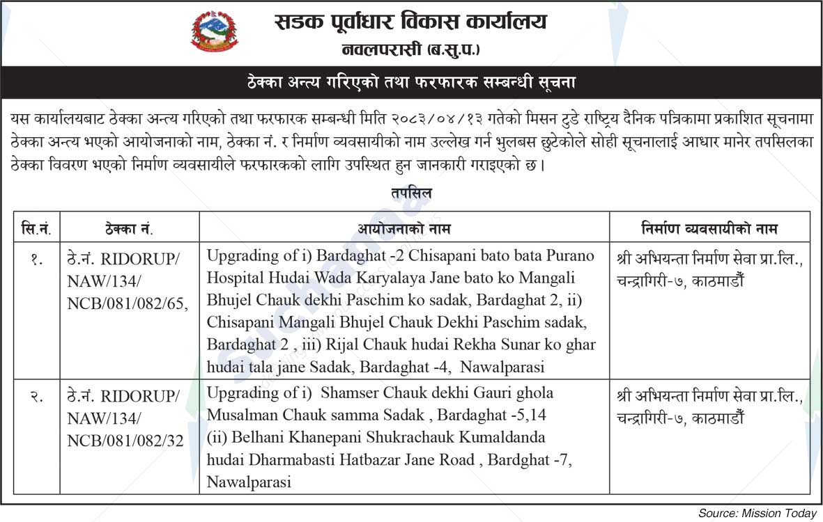 Road Infrastructure Development Office, Nawalparasi